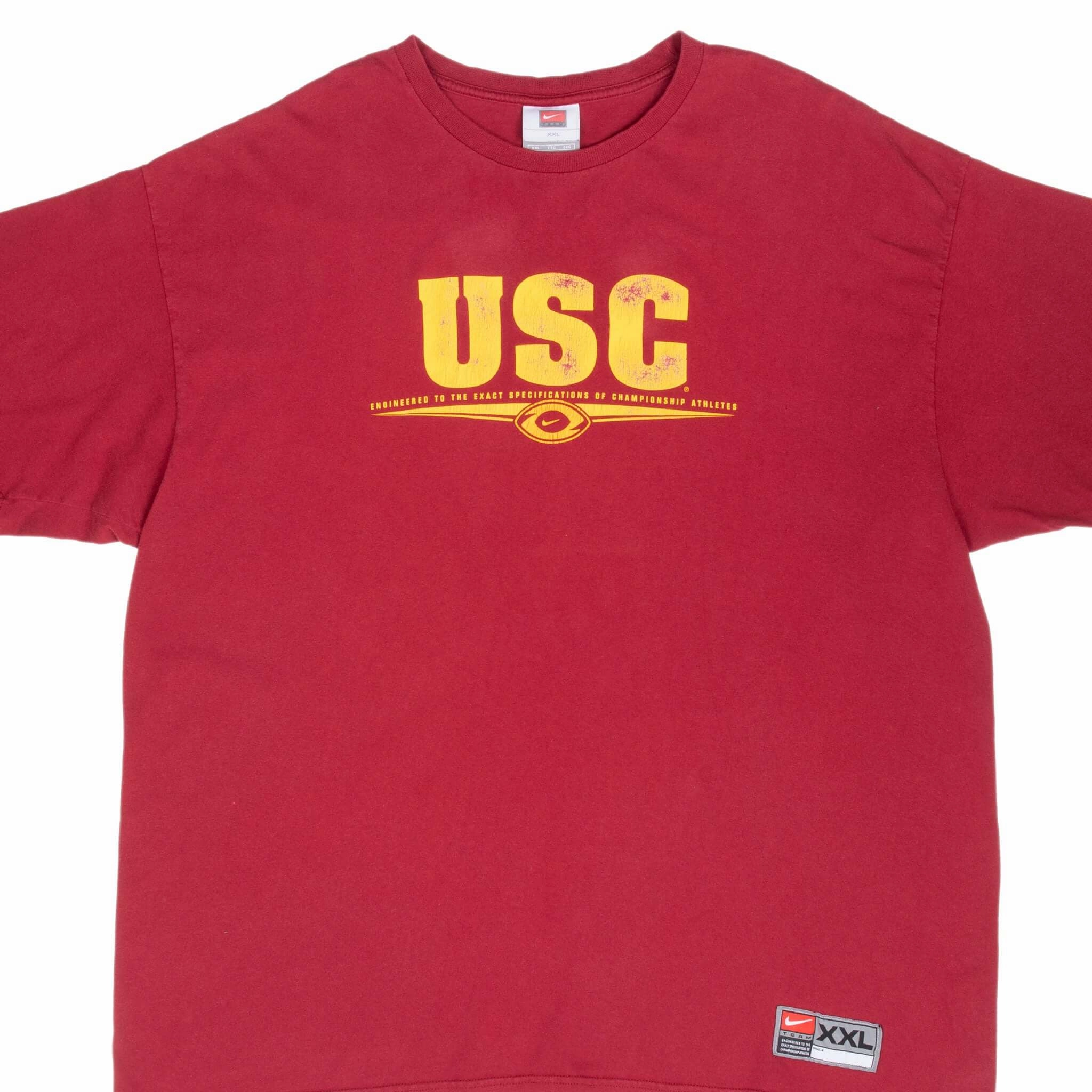 VINTAGE USC TROJANS NIKE SWOOSH RED TEE SHIRT 2000S 2XL ZeroDistressFinish