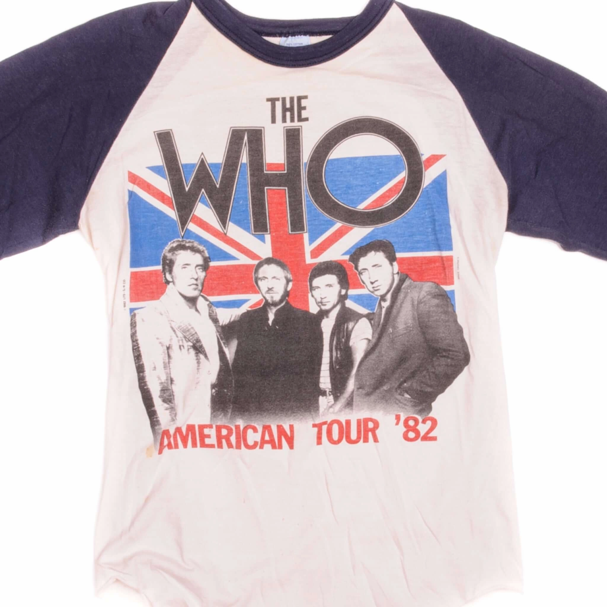 Sporty Layer VINTAGE THE WHO AMERICAN TOUR RAGLAN TEE SHIRT 1982 SIZE SMALL MADE IN USA