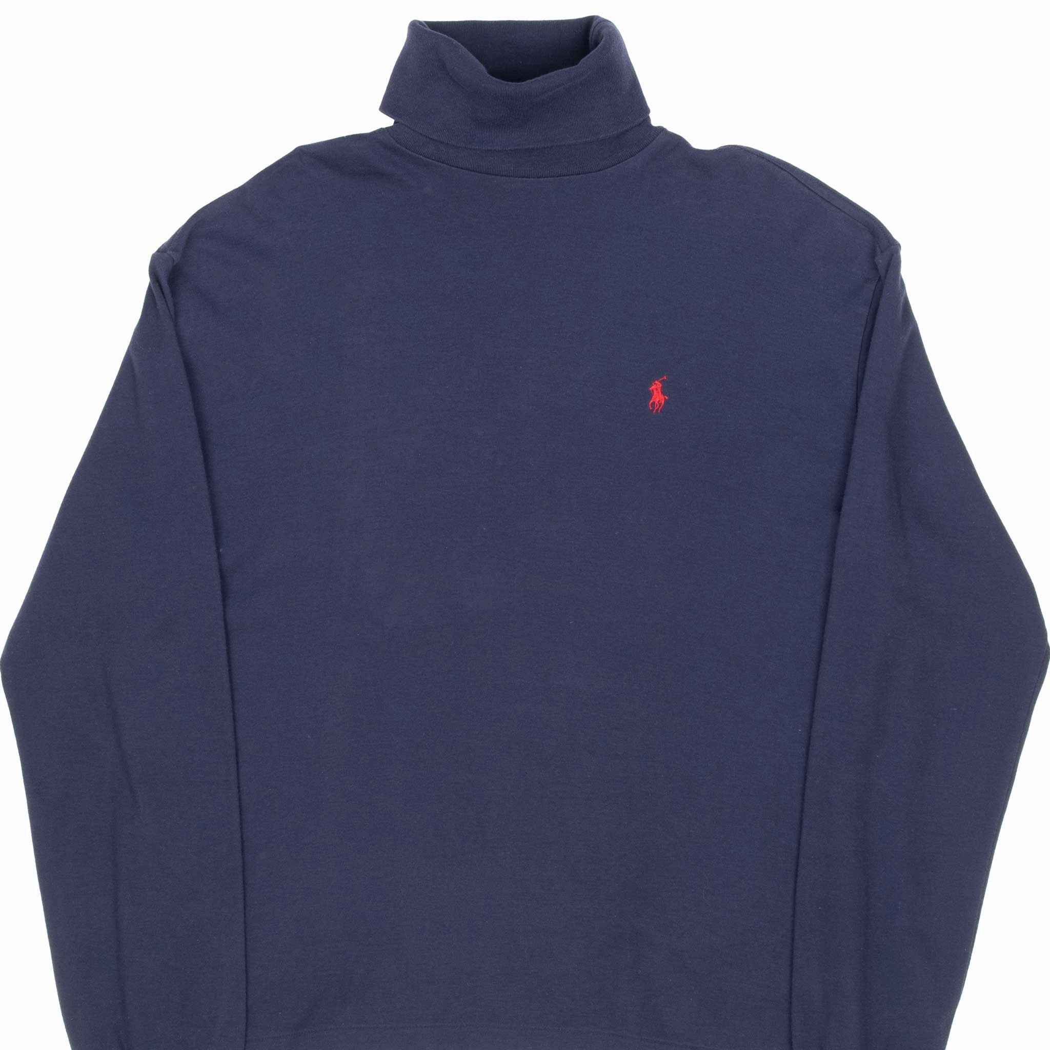 VINTAGE RALPH LAUREN POLO SPORT BLUE TURTLE NECK LONG SLEEVE TEE SHIRT LARGE Fit for All Seasons Cozy Layer Fit