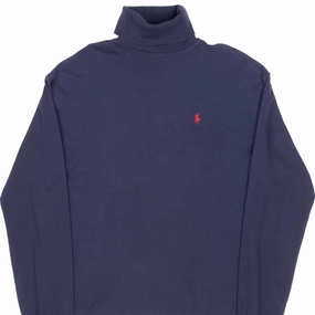 VINTAGE RALPH LAUREN POLO SPORT BLUE TURTLE NECK LONG SLEEVE TEE SHIRT LARGE Fit for All Seasons Cozy Layer Fit
