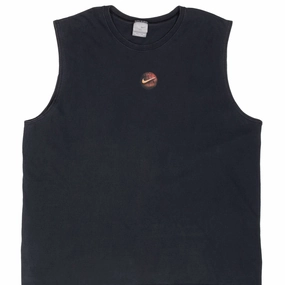 VINTAGE NIKE BASKETBALL CENTER SWOOSH BLACK TANK TOP TEE SHIRT 2000S 2XL MADE IN USA Fresh Style UVProtectionFinish