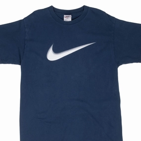 VINTAGE NIKE BIG SWOOSH BLUE TEE SHIRT 1990S MEDIUM MADE IN USA Everyday Casual