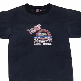 Sporty Layers VINTAGE BIKER STURGIS RALLY EVEL KNIEVEL 2002 TEE SHIRT MEDIUM MADE IN USA