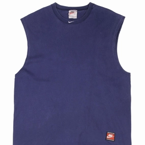 Breathable Fit Wear Relaxed Waistband VINTAGE NIKE CENTER SWOOSH NAVY BLUE TANK TOP TEE SHIRT 1990S LARGE MADE IN USA