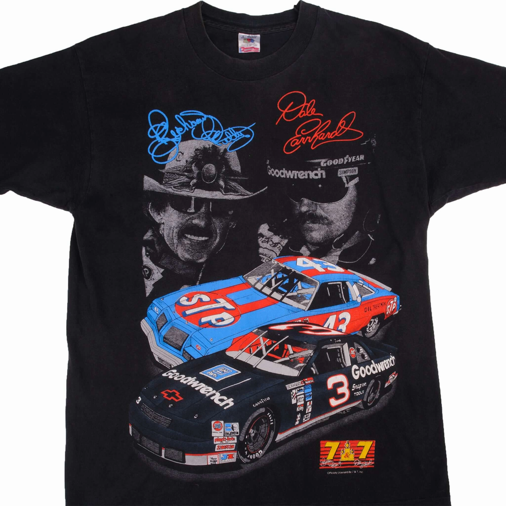 Slim Fit Design VINTAGE NASCAR DALE EARNHARDT AND RICHARD PETTY 7 TIMES WINSTON CUP CHAMPIONS TEE SHIRT 1994 SIZE LARGE MADE IN USA