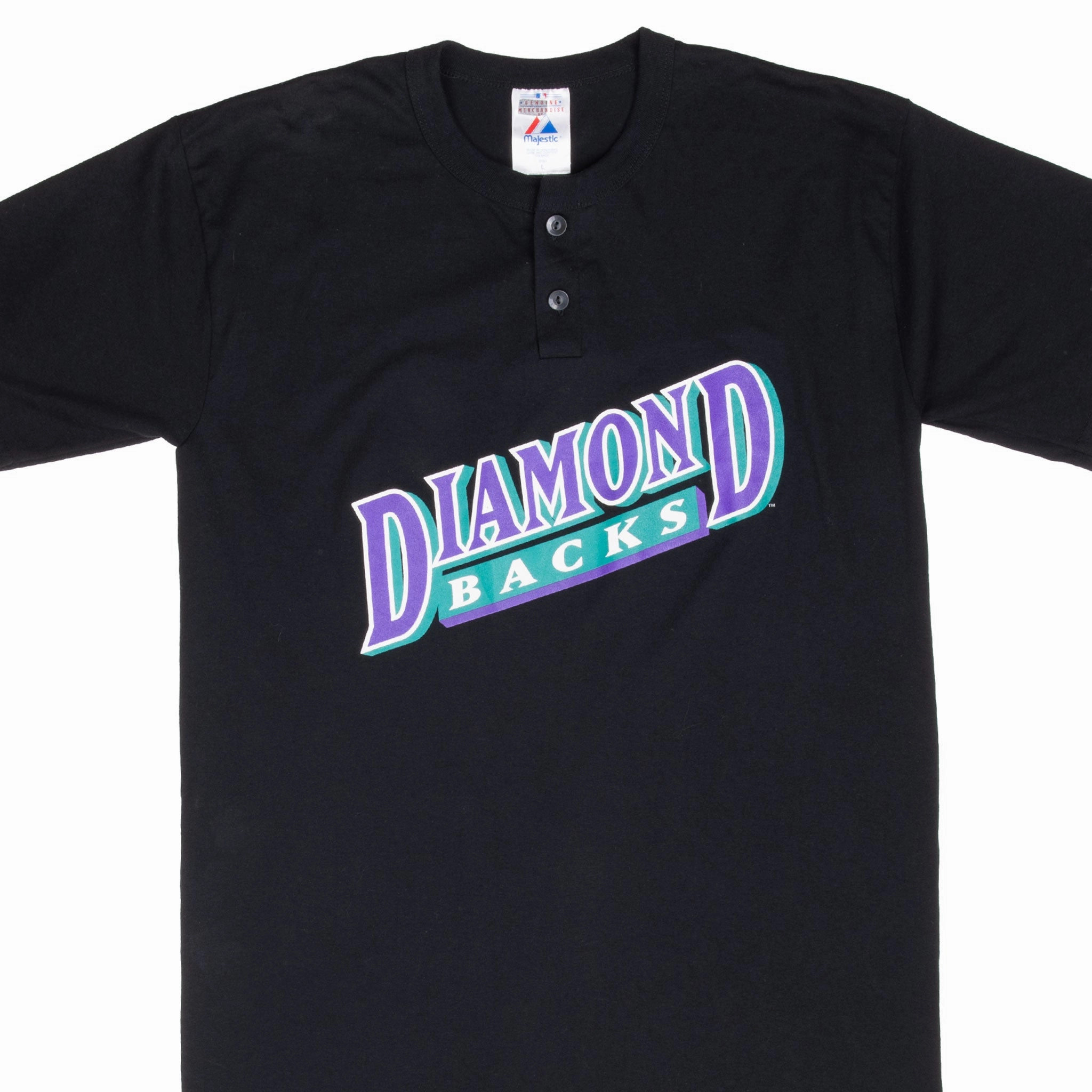 Comfortable Casual VINTAGE MLB ARIZONA DIAMONDBACKS BLACK HENLEY TEE SHIRT 2000S L