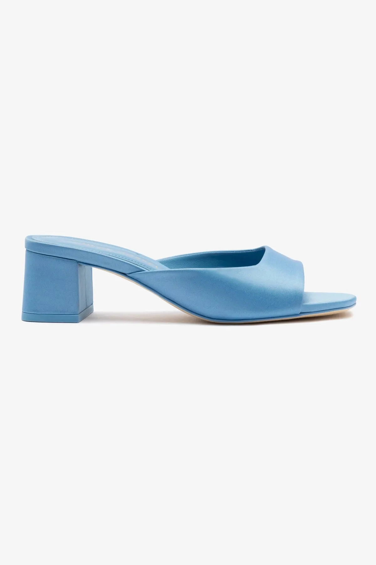 Wind Down Daily Chloe Gosselin by Larroud?? Anah Mule In Blue Satin
