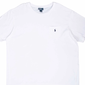 VINTAGE POLO RALPH LAUREN WHITE POCKET TEE SHIRT 1990S 2XL Fresh Style High Density Weave