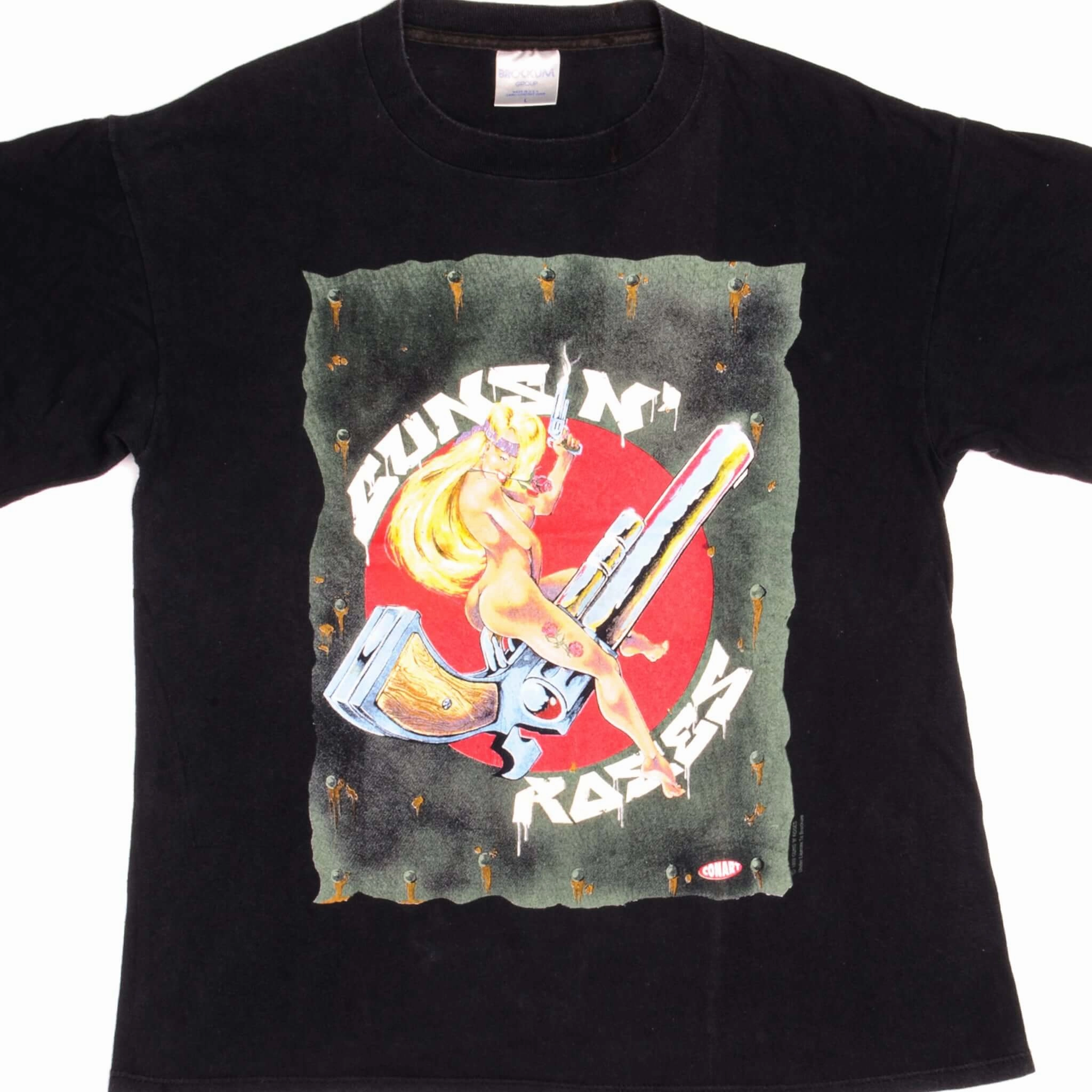 VINTAGE GUNS N' ROSES CONCERT BROCKUM TEE SHIRT 1992 SIZE LARGE MADE IN USA Lightweight Material