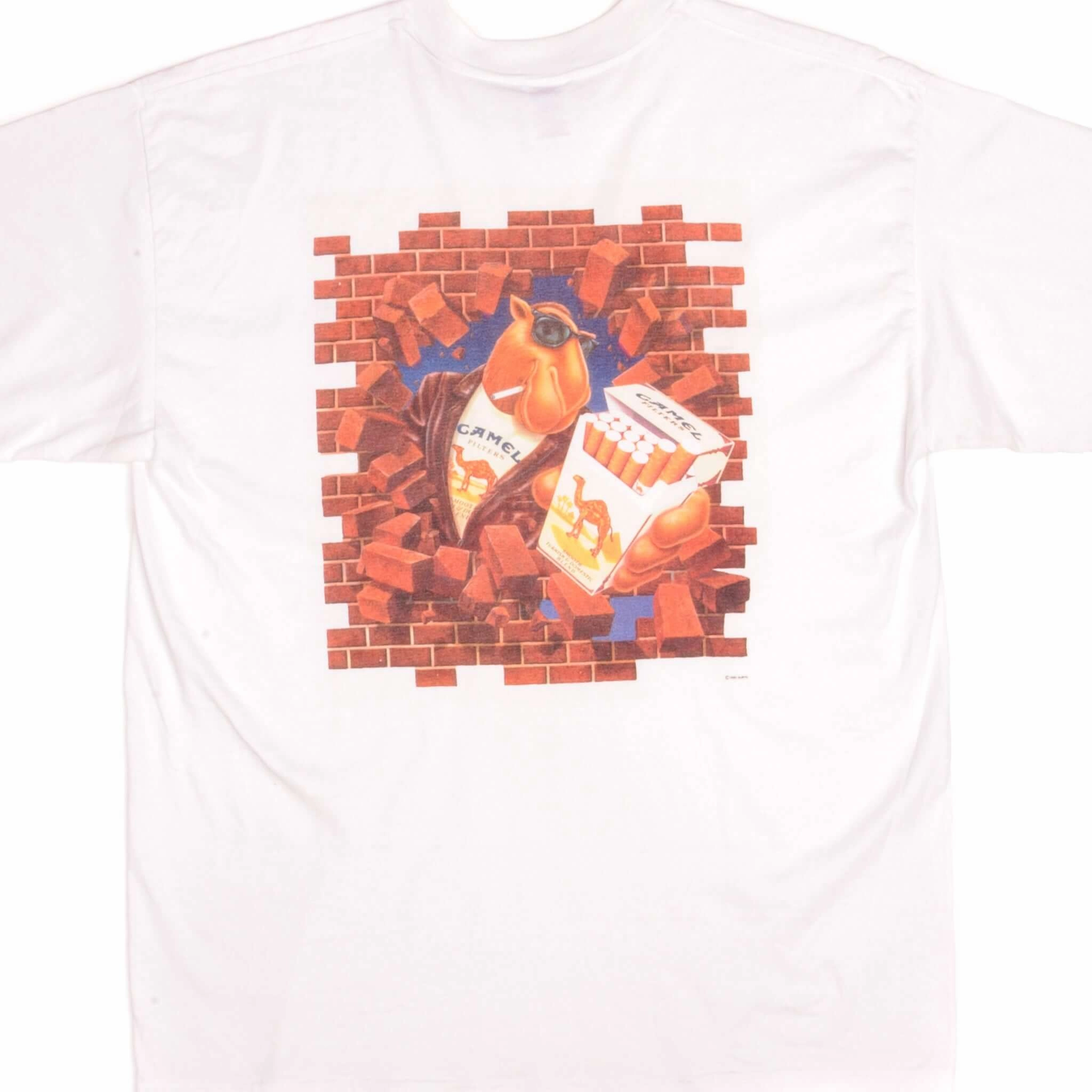 Fade Resistant Print Flexible Cuff Design VINTAGE JOE CAMEL TEE SHIRT 1992 SIZE LARGE MADE IN USA