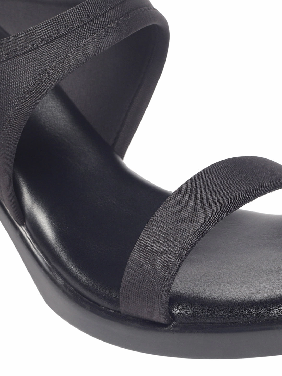 Darcy Black Block Heels Ergonomic Design Elastic Goring