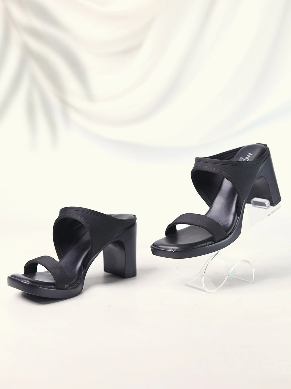 Open Heel Sandals Darcy Black Block Heels