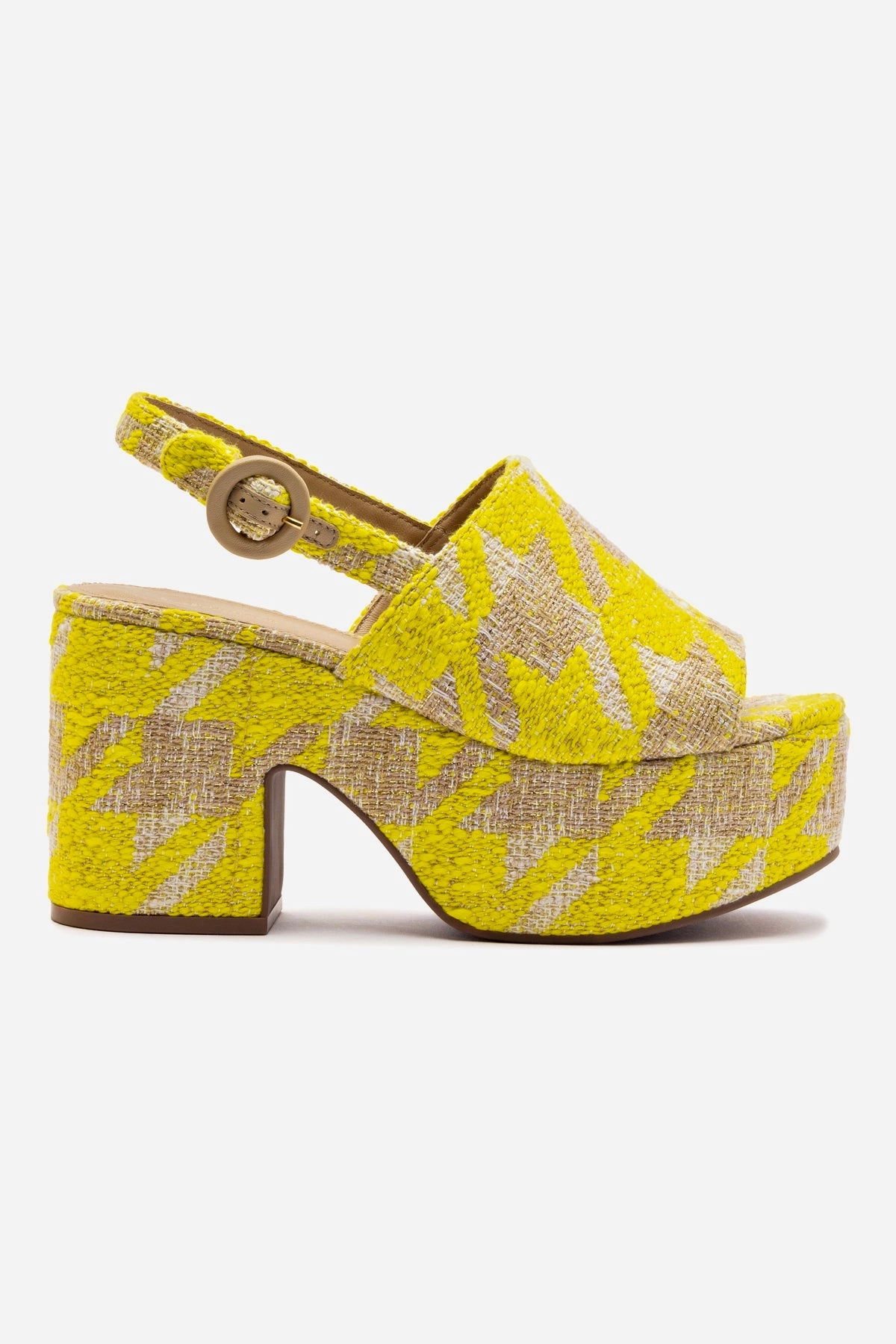 Sandal Craftsmanship Easy Sandals Miso Platform Sandal In Yellow Houndstooth Fabric
