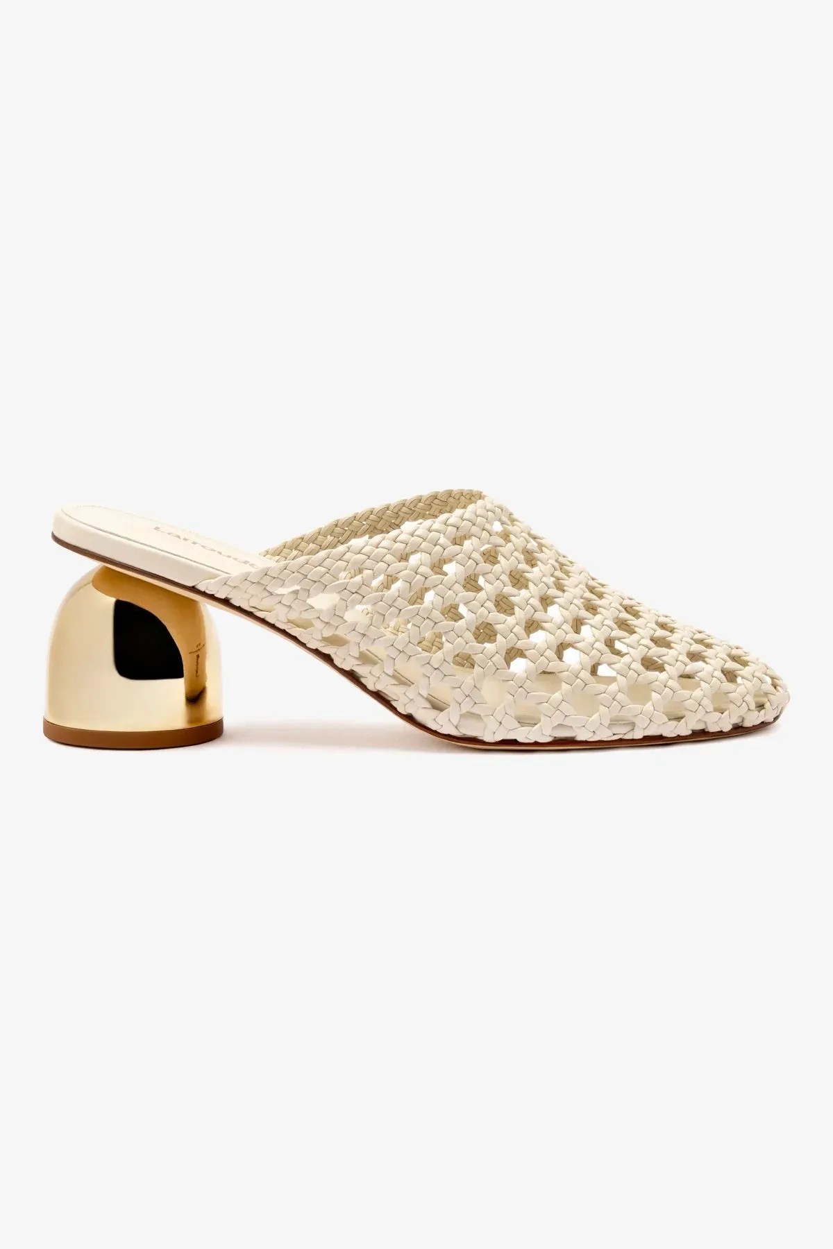 Dew Drop Macrame Mule In Ivory Leather Cushioned Insole Flexible Comfort