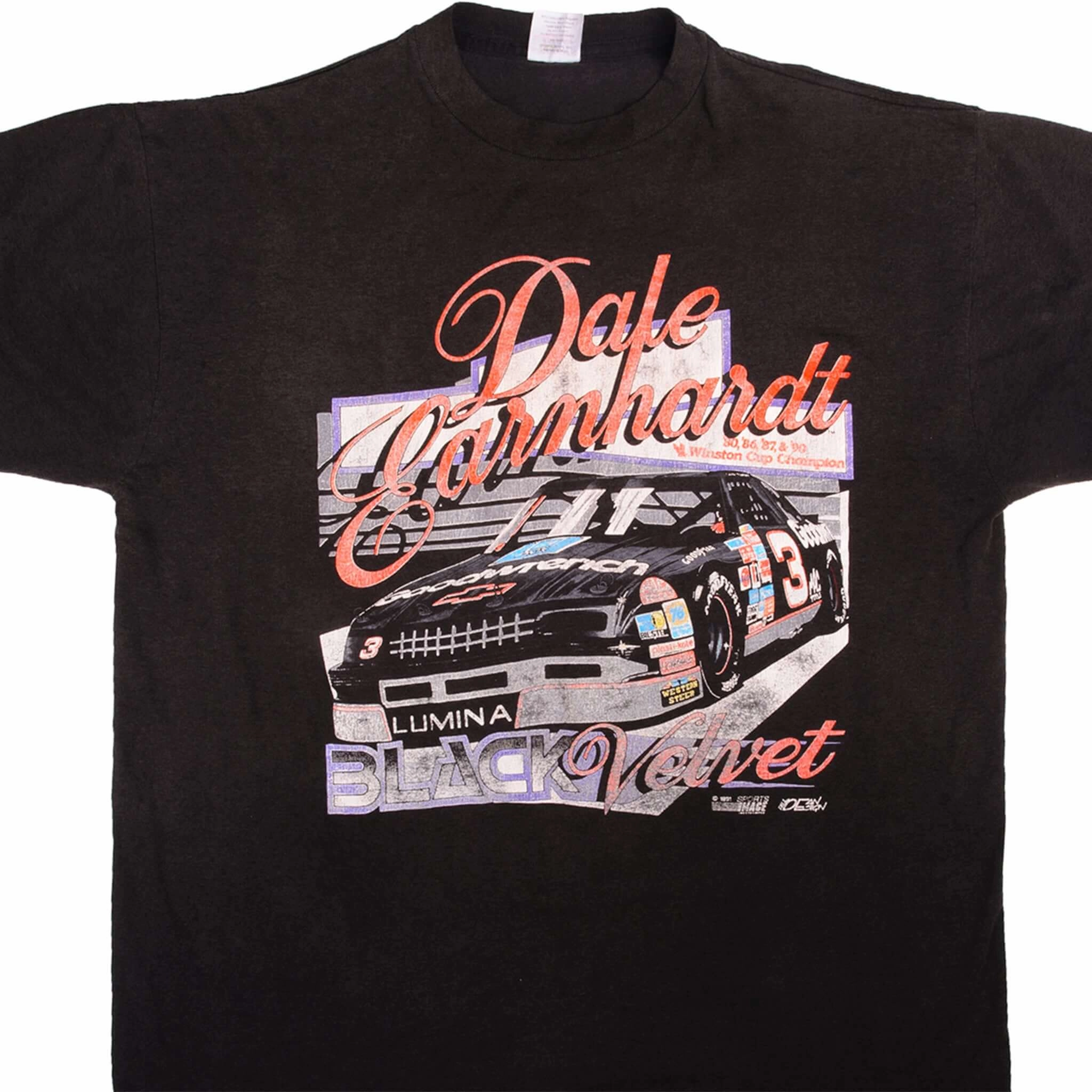 VINTAGE NASCAR DALE EARNHARDT BLACK VELVET 1992 TEE SHIRT SIZE XL MADE IN USA V neck