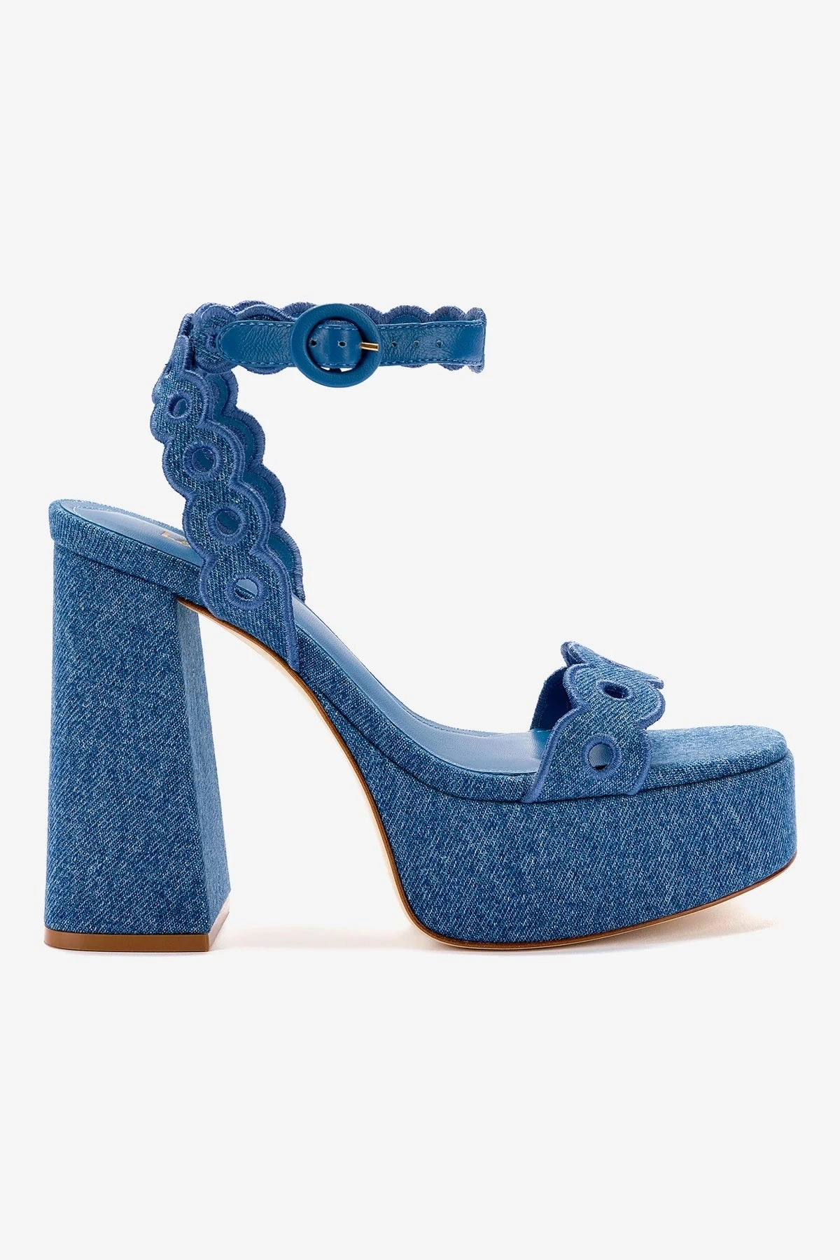 Dolly Broderie Sandal In Blue Stoned Denim Active Outdoor Shoes