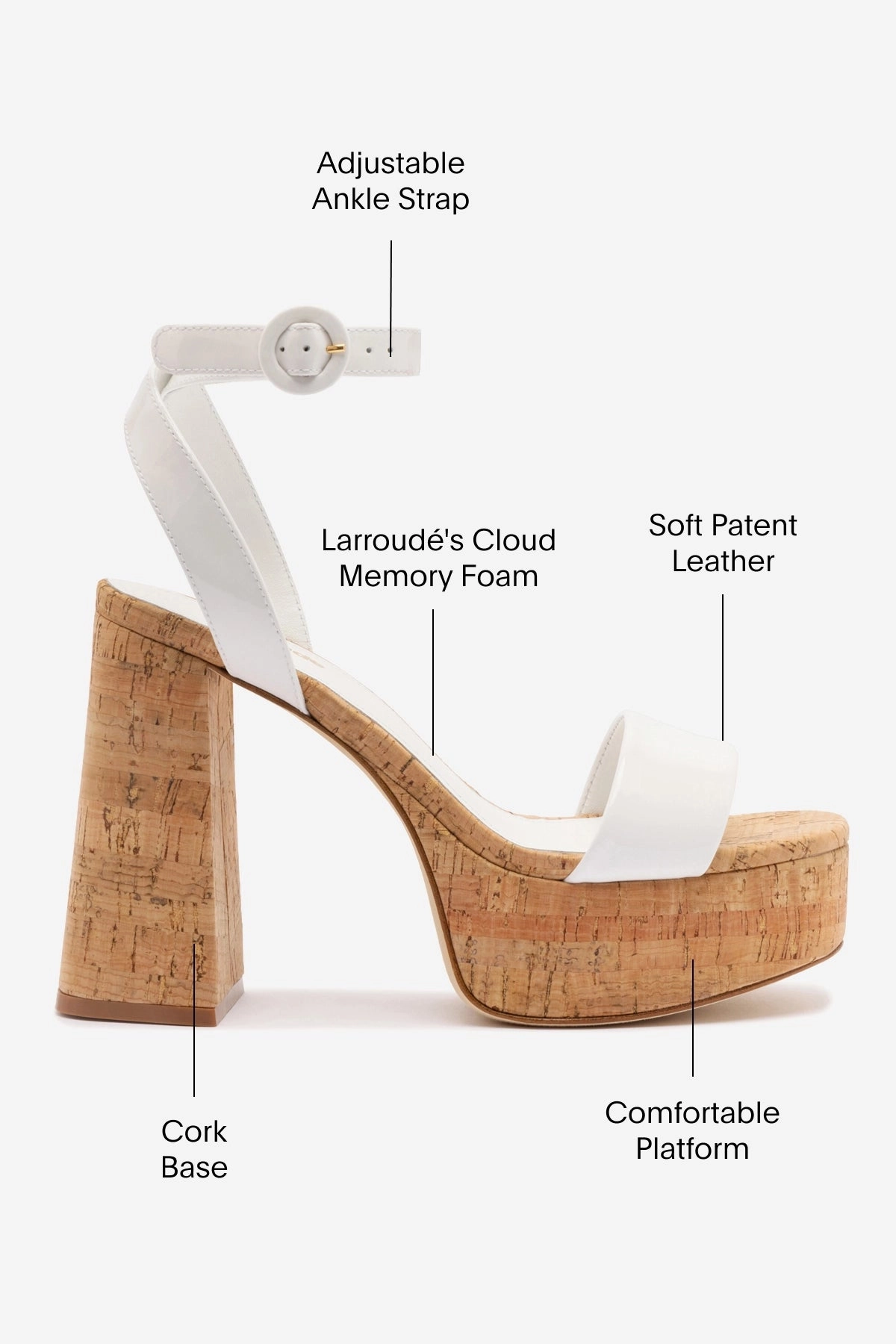 Weather Resistant Finish Flexible Flip-flops Dolly Sandal In White Patent Leather and Natural Cork