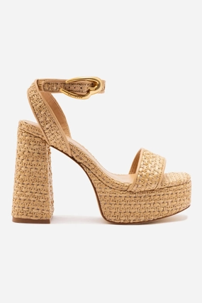Dolly Verona Sandal In Beige Leather and Natural Raffia Luxury Office Shoes