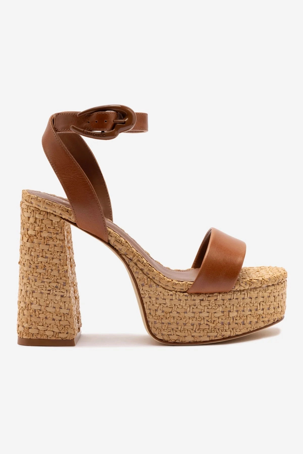 Dolly Verona Sandal In Caramel Leather and Natural Raffia Neutral Colors