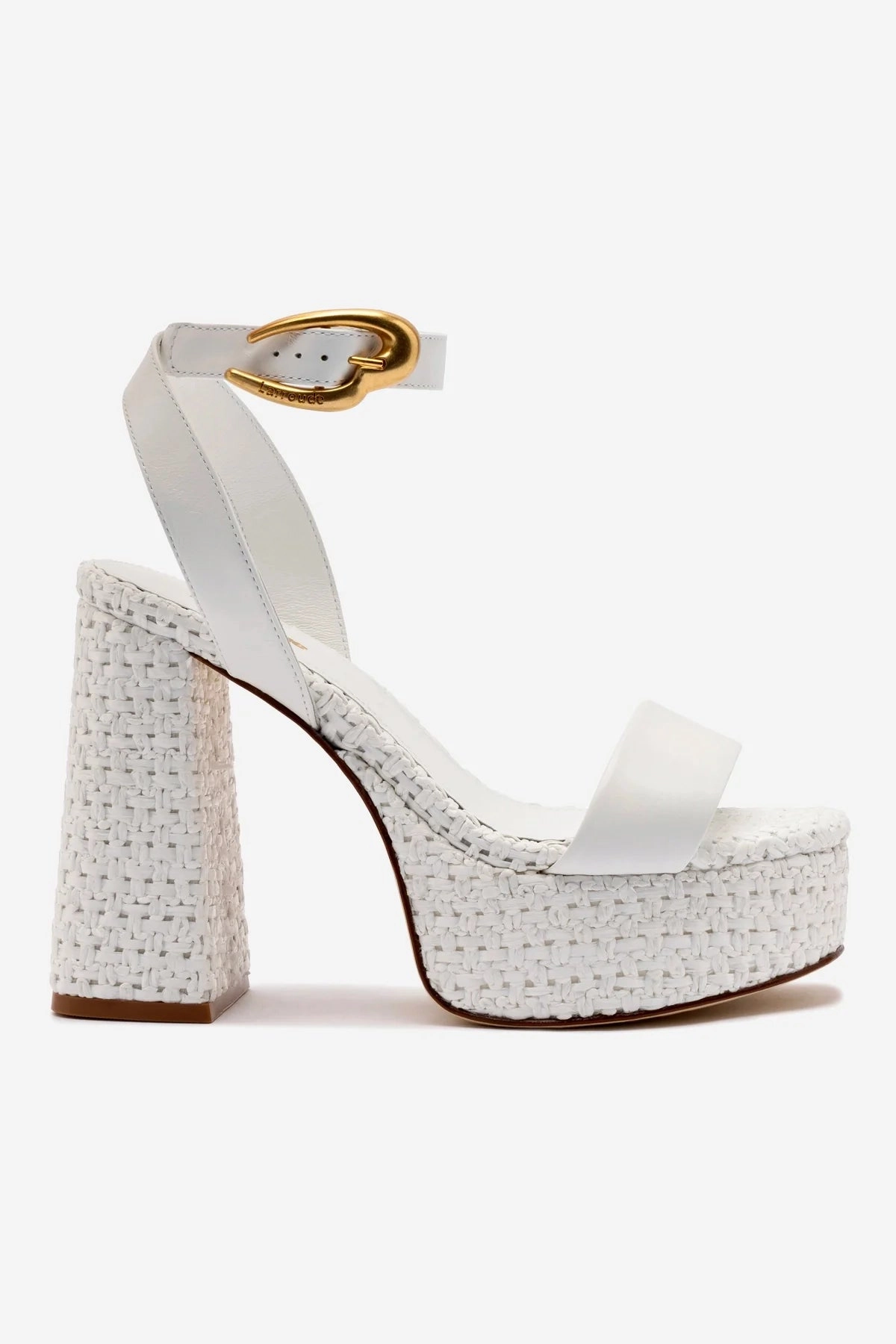 Dolly Verona Sandal In White Leather and White Raffia Comfort Padding