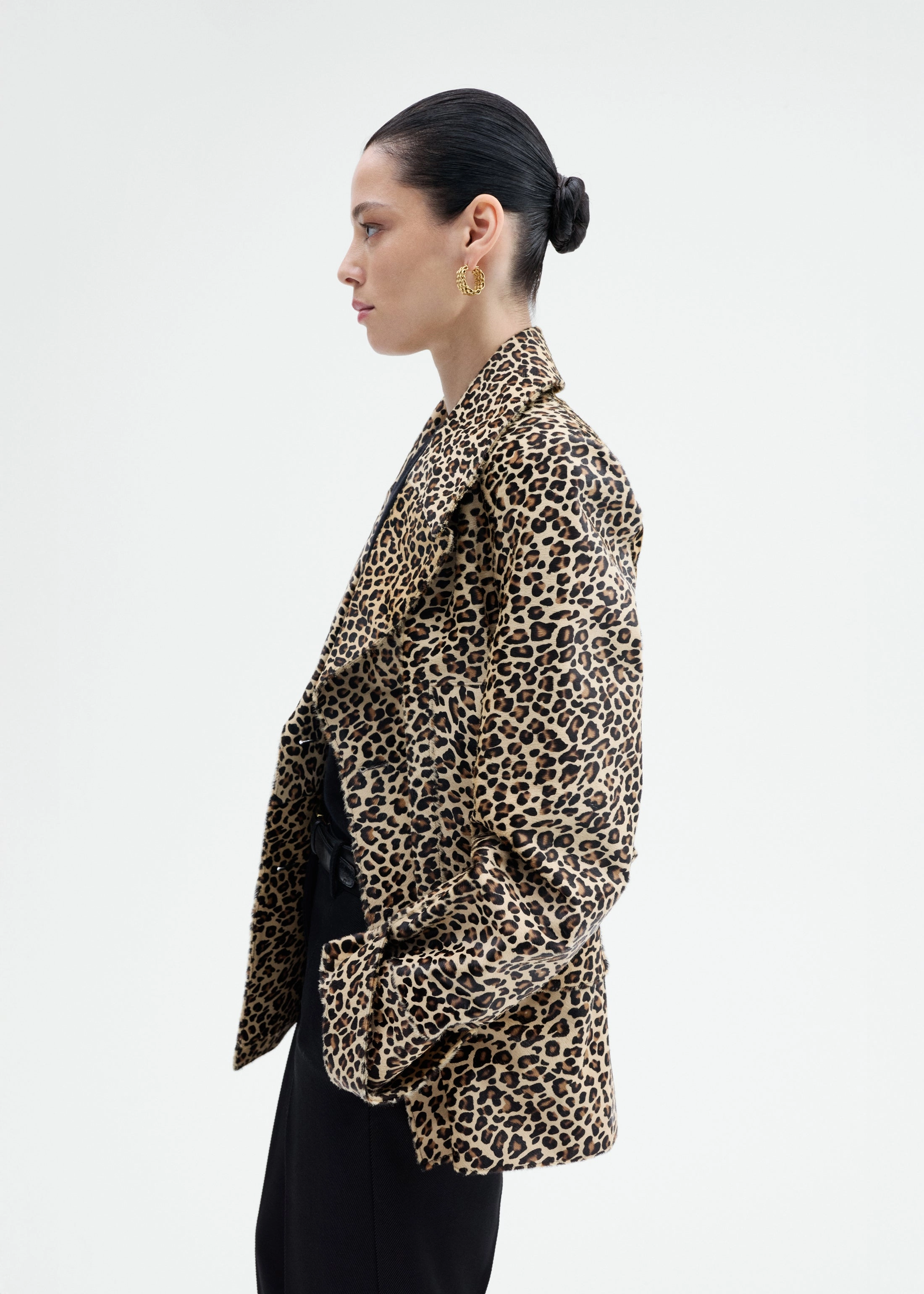 Double Faced Leopard Peacoat in Calf Hair - Leopard teens'