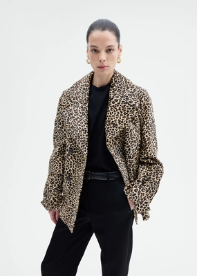Double Faced Leopard Peacoat in Calf Hair - Leopard casual outing