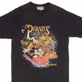 VINTAGE PIRATES OF THE CARIBBEAN DISNEY TEE SHIRT 1990S SIZE MEDIUM MADE IN USA Relaxed Look Fun Prints