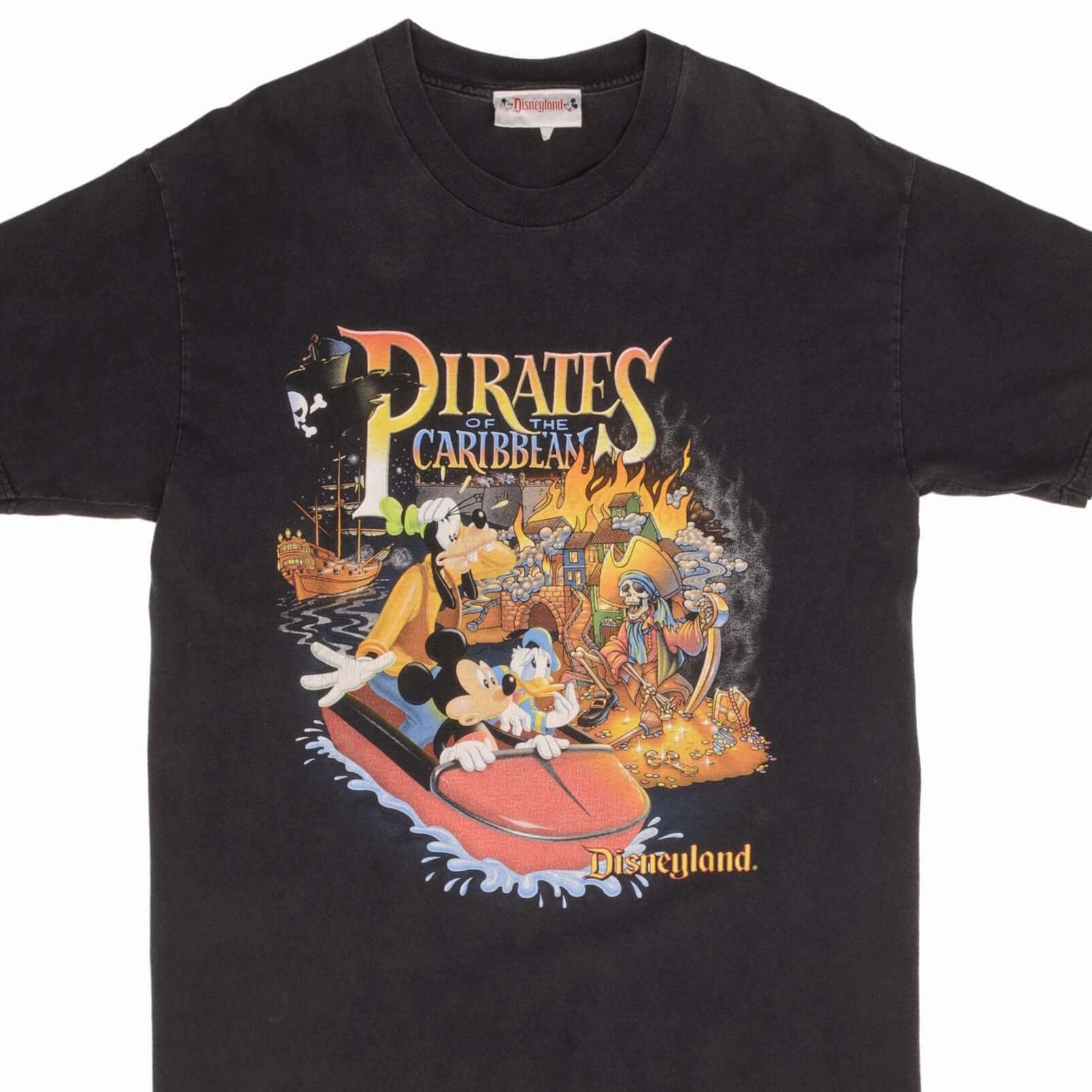 VINTAGE PIRATES OF THE CARIBBEAN DISNEY TEE SHIRT 1990S SIZE MEDIUM MADE IN USA Relaxed Look Fun Prints