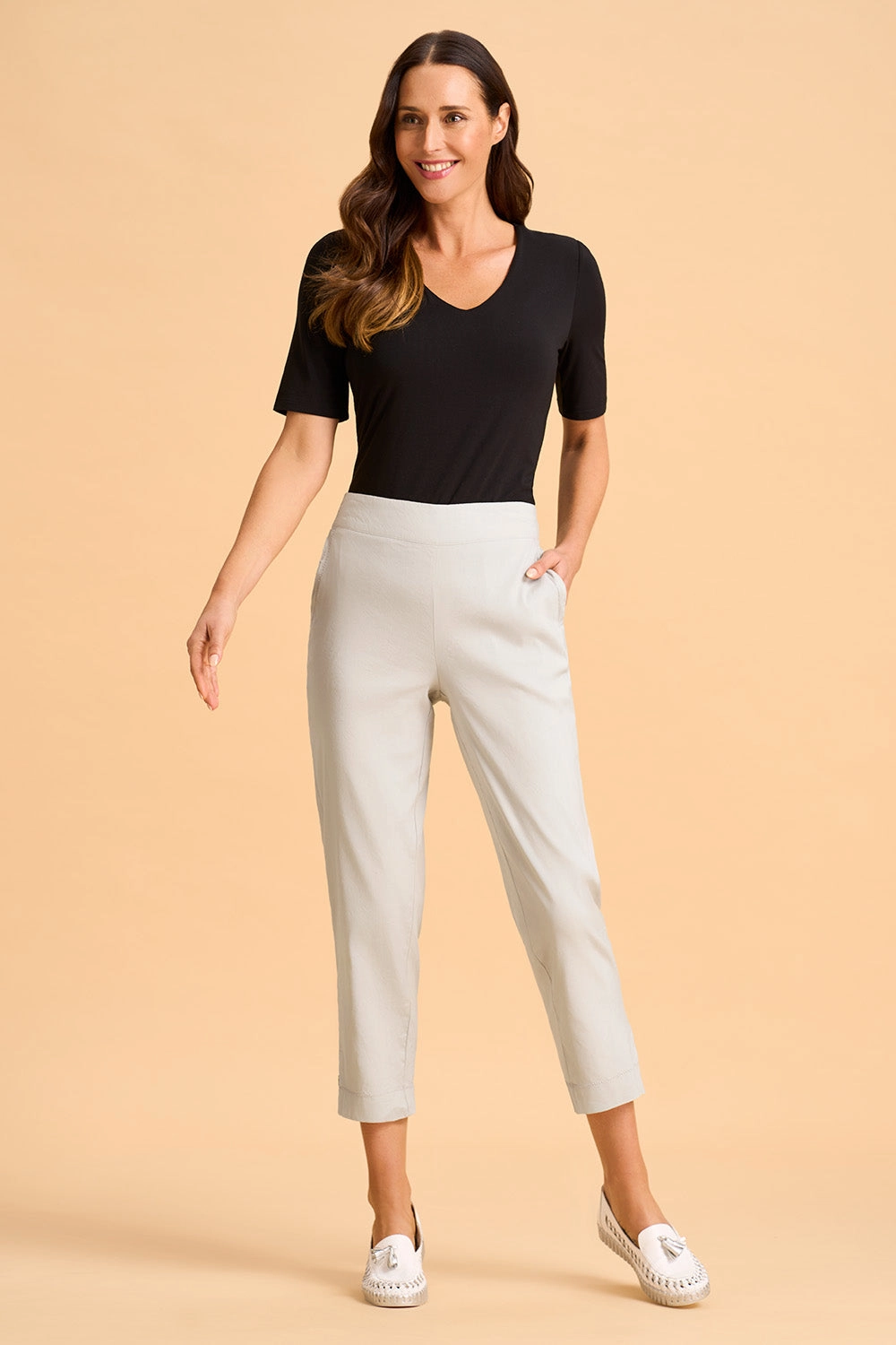 Tab Detail Tapered Pant - Light Grey Comfy Active