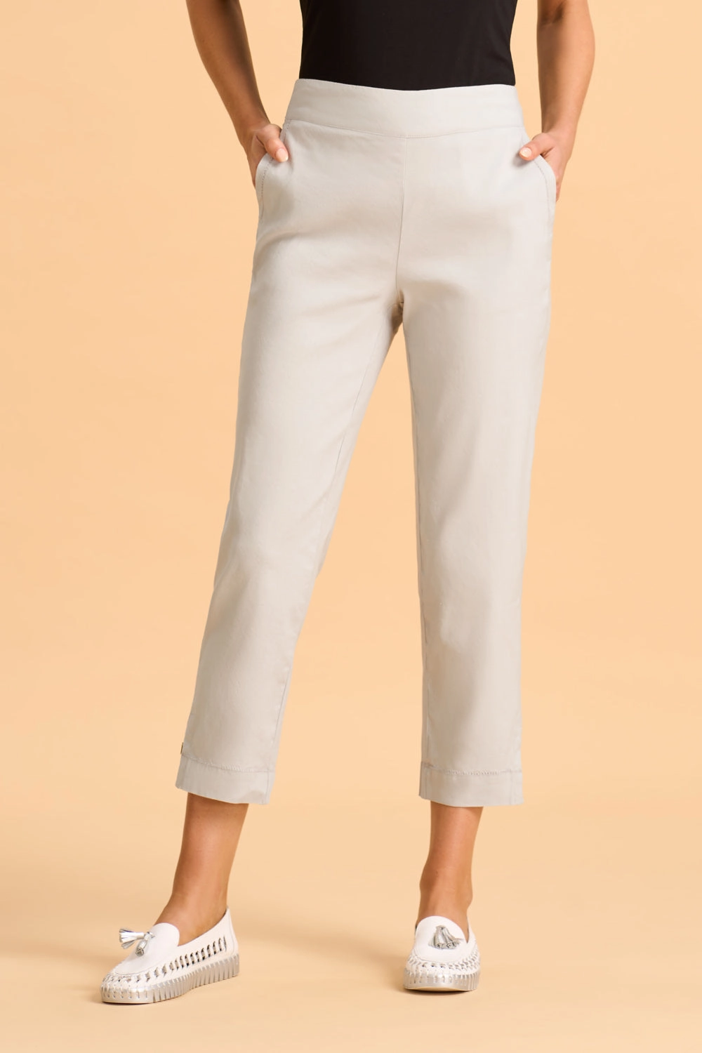 Tab Detail Tapered Pant - Light Grey Flexible Activewear