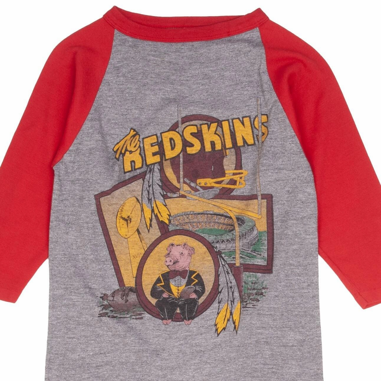 VINTAGE NFL WASHINGTON REDSKINS SUPER BOWL 1983 RAGLAN TEE SHIRT XS MADE IN USA crew neck