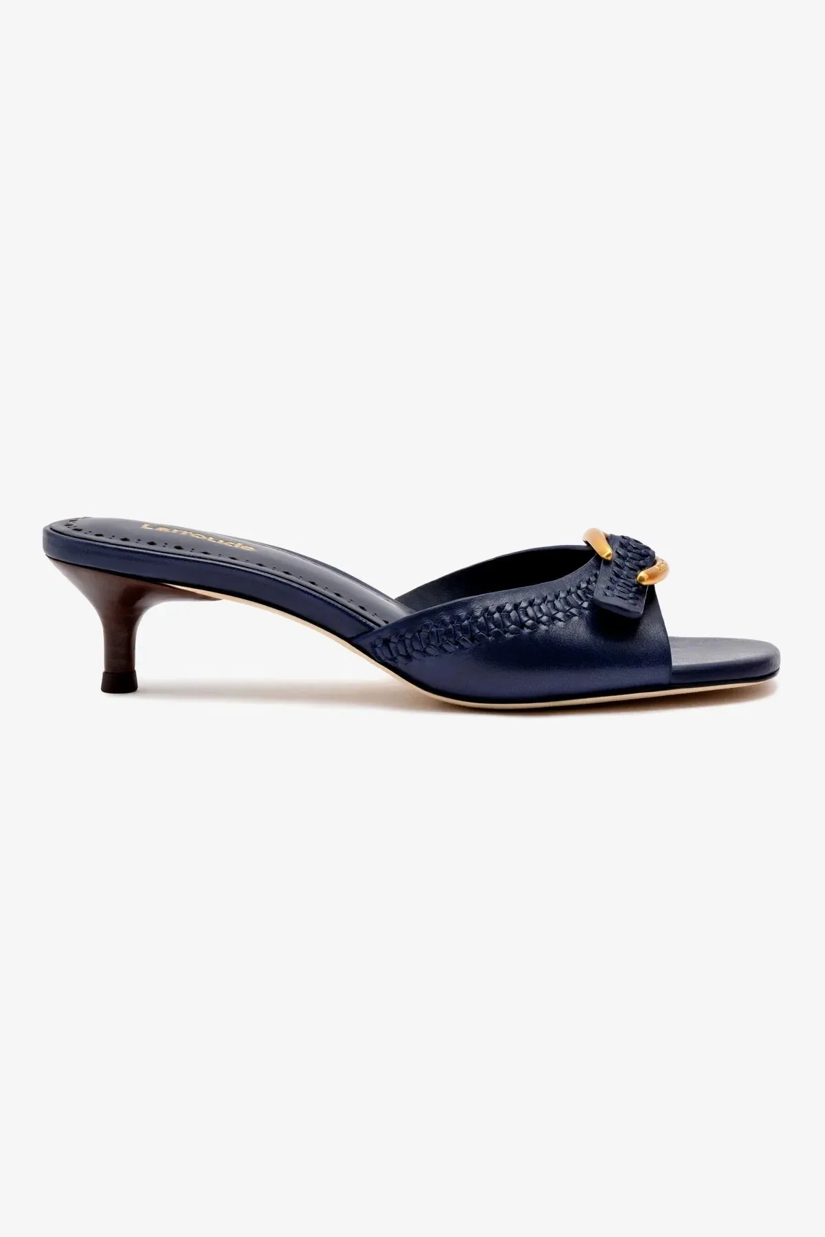 Non Slip Tread Verona Mule In Navy Leather