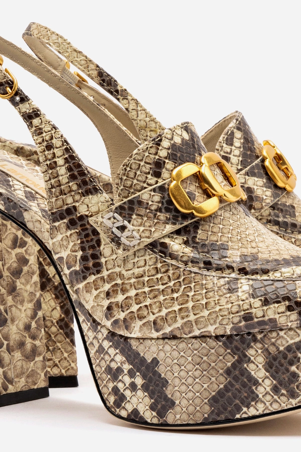 Clean Trim Harrington Loafer Hi In Neutral Snake Stamped Leather