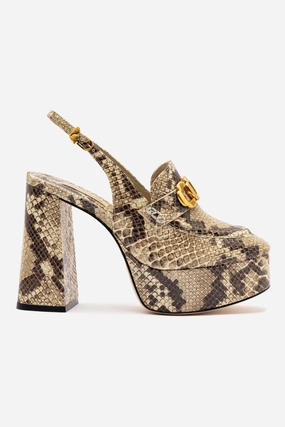 Luxury Look Subtle Presence Harrington Loafer Hi In Neutral Snake Stamped Leather