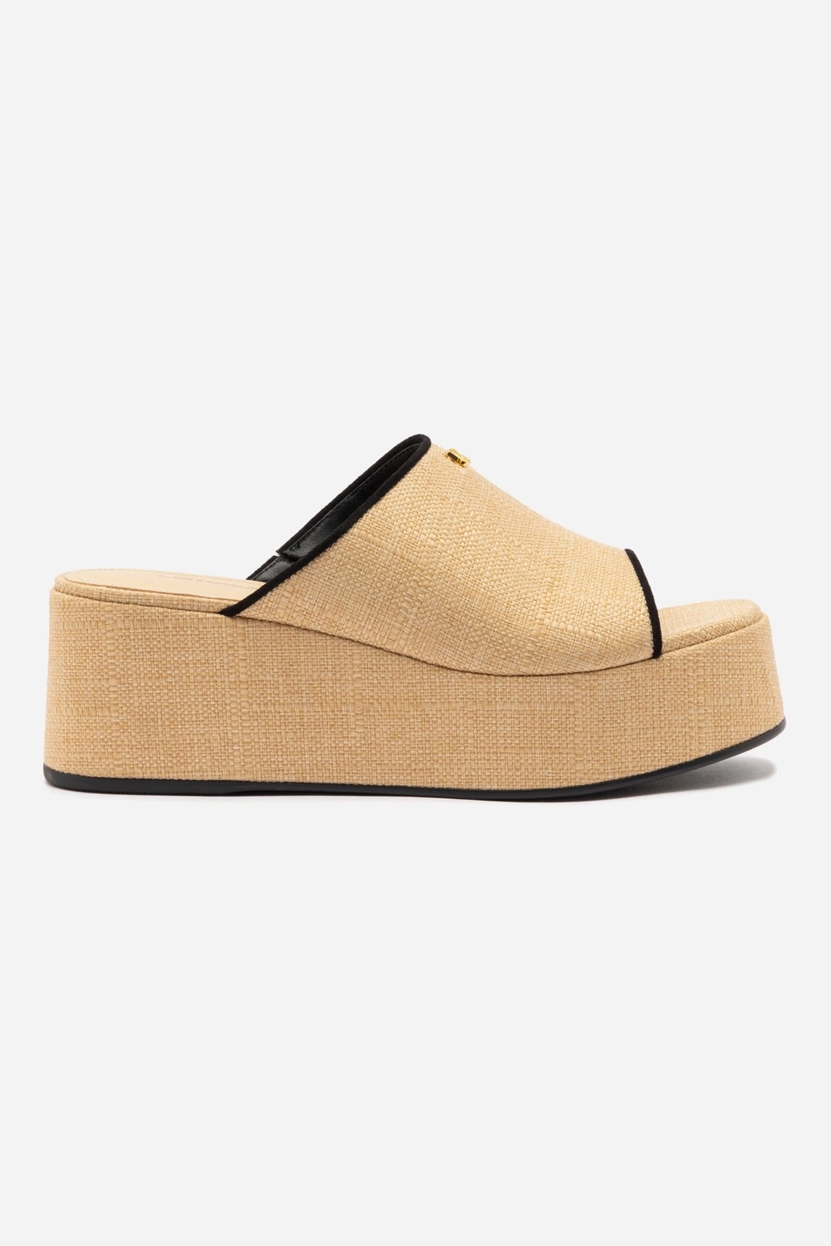 Foot Support Everyday Comfort Charli Mule In Beige Raffia and Black Trimming