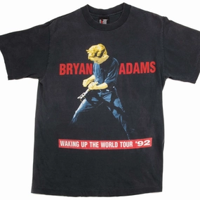 NonRestrictiveCut VINTAGE BRYAN ADAMS TEE SHIRT WAKING UP THE WORLD TOUR 1992 SIZE MEDIUM MADE IN USA