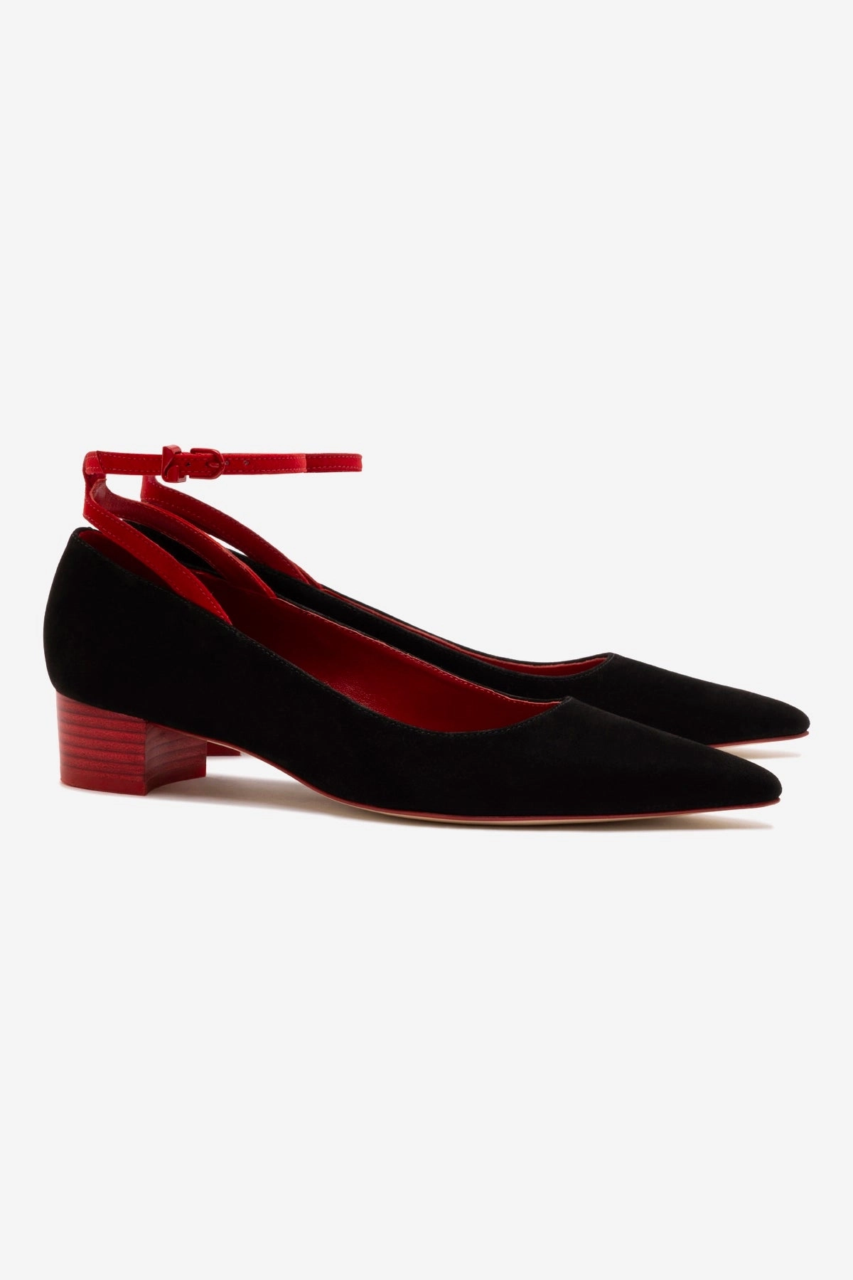 Larroud?? x CPPXO Low Pump In Black And Scarlet Leather Bright Mood