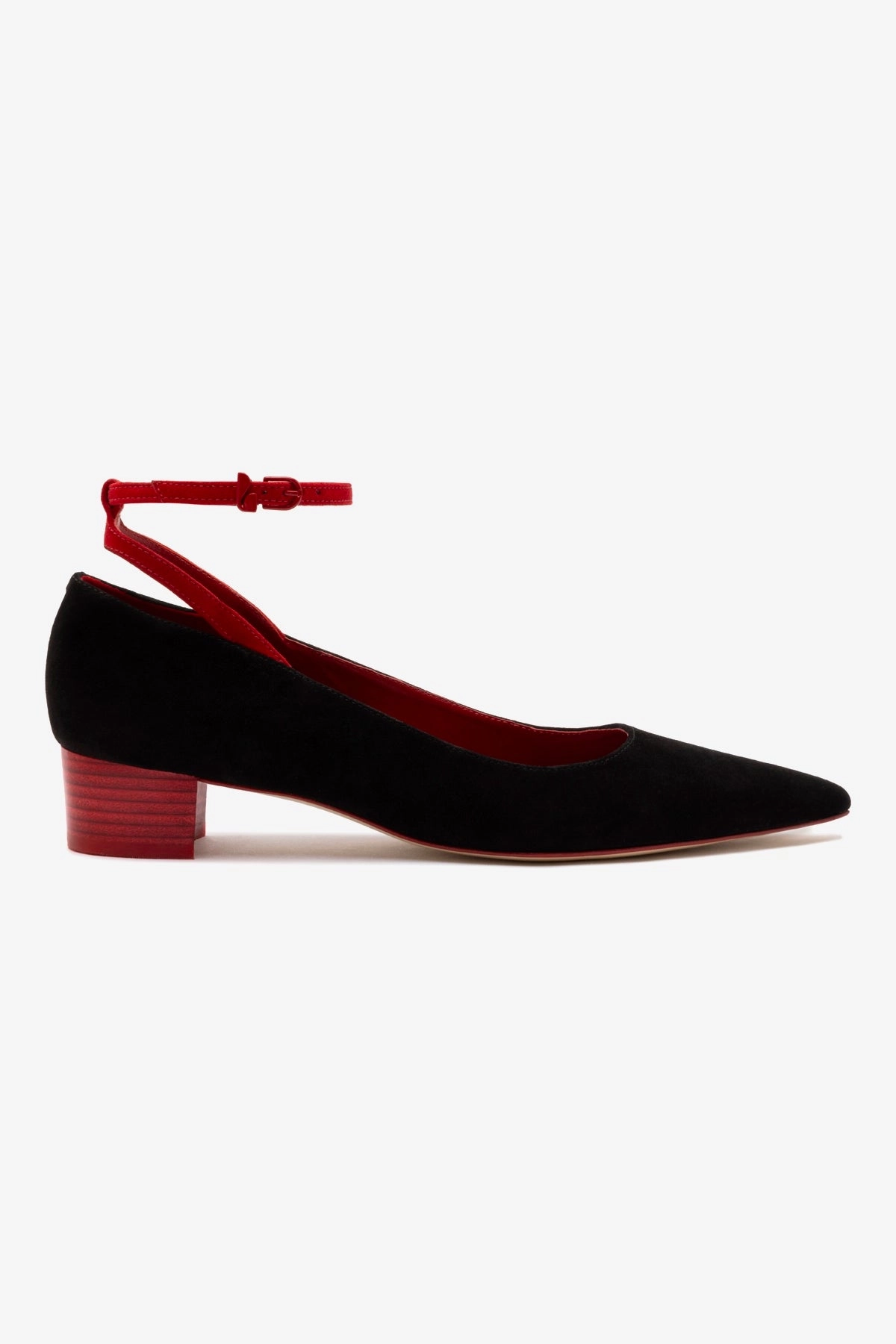 Larroud?? x CPPXO Low Pump In Black And Scarlet Leather youth appeal Stylish Pumps