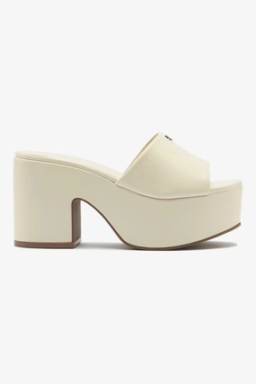 Miso Platform Mule In Ivory Leather Casual Mood Wear