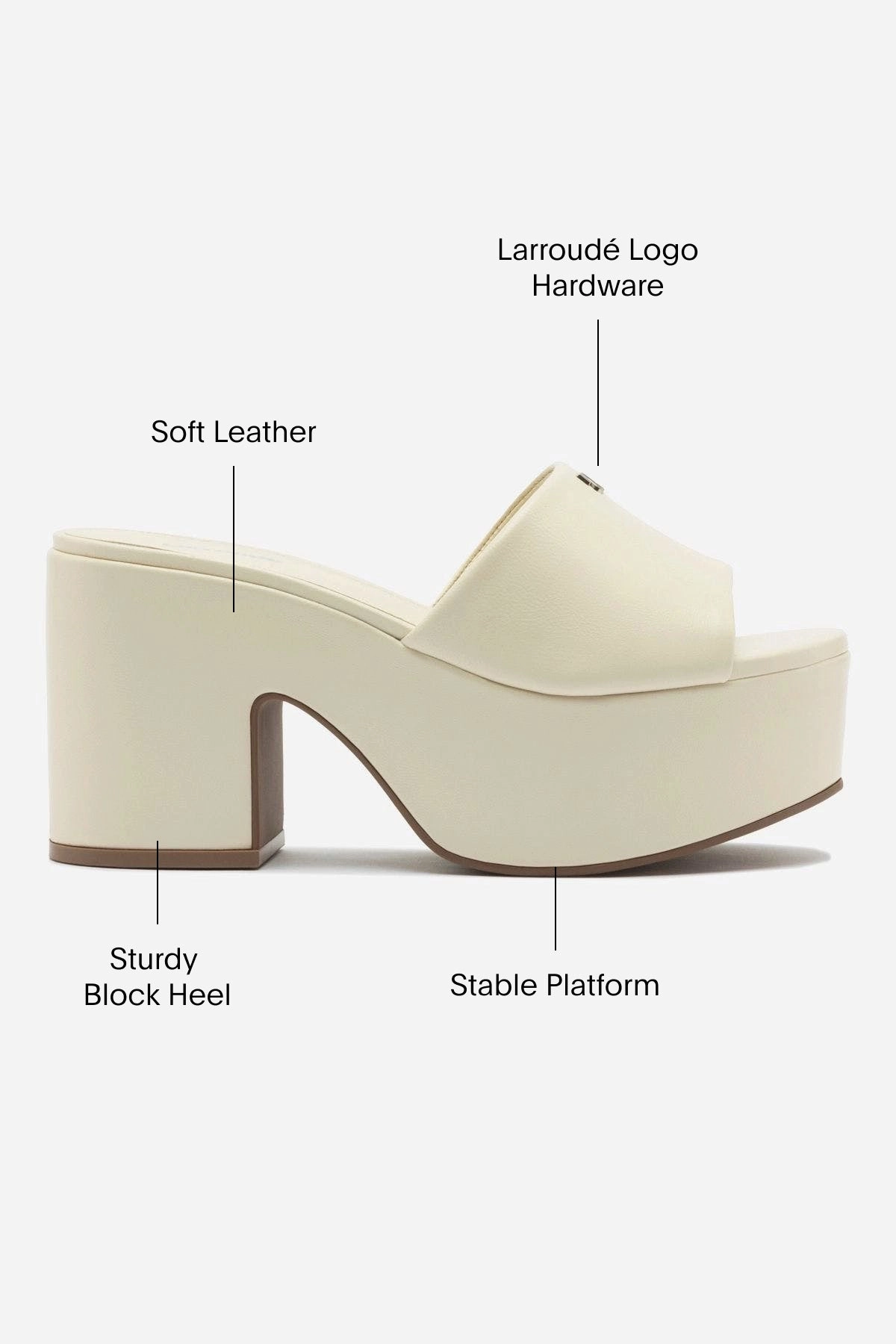 Travel Essential Sweatproof Miso Platform Mule In Ivory Leather