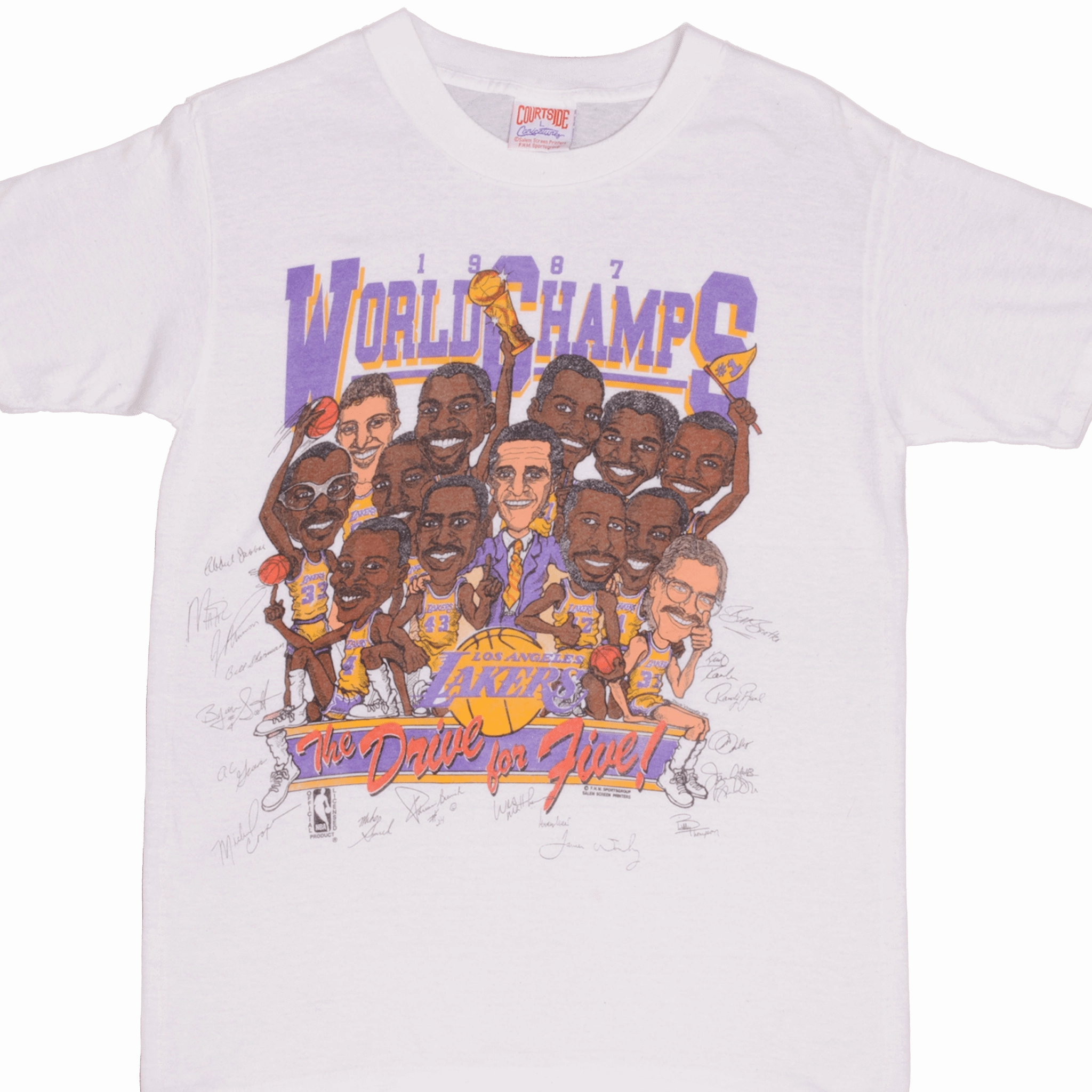 VINTAGE NBA LOS ANGELES LAKERS WORLD CHAMPS 1987 TEE SHIRT MEDIUM MADE USA Cozy Fit Design MoistureWickingFabric