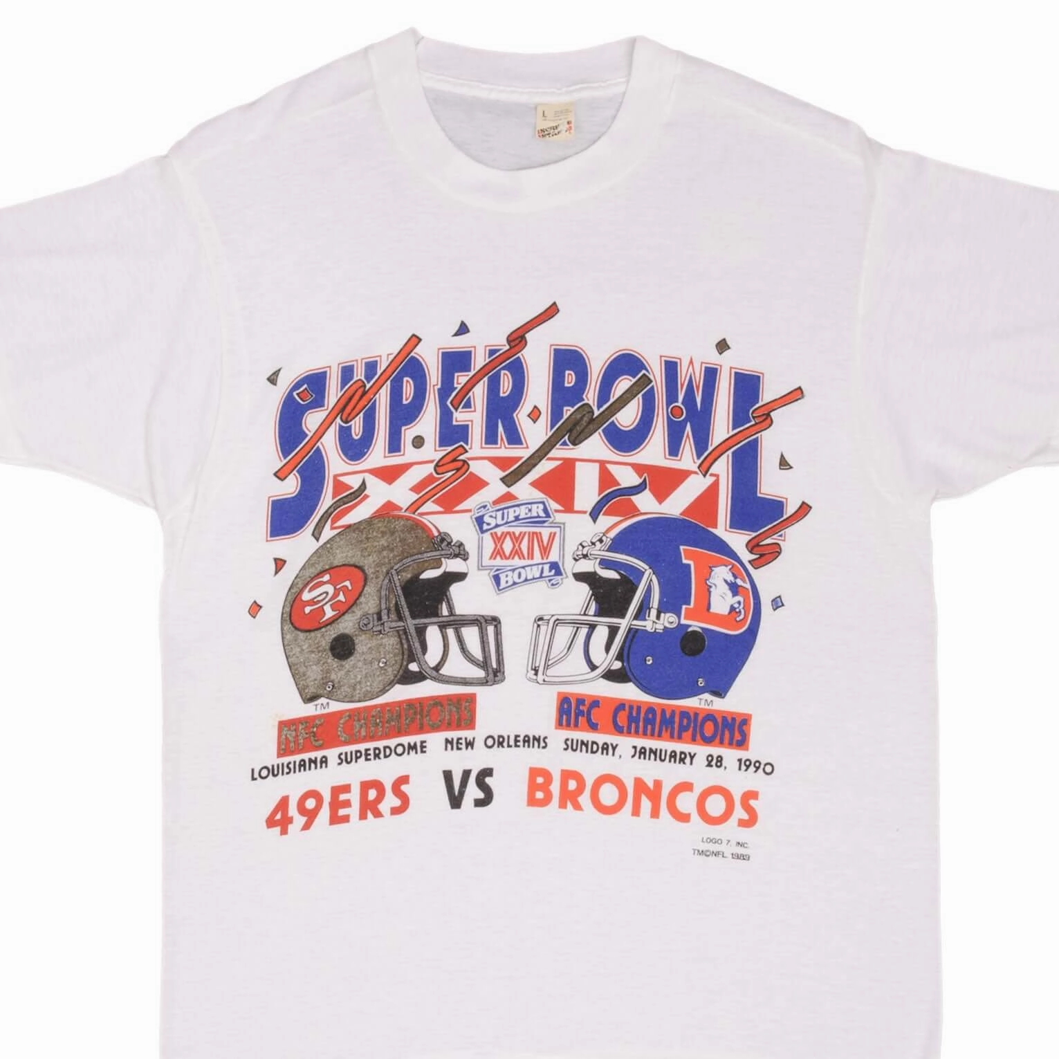 Collared formality VINTAGE NFL 49ERS VS BRONCOS SUPERBOWL XXIV 1990 TEE SHIRT MEDIUM MADE IN USA