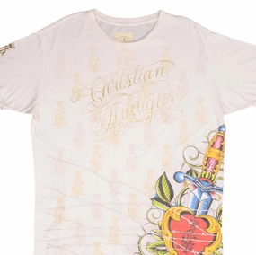 Quick Dry Wear VINTAGE CHRISTIAN AUDIGIER ALL OVER PRINT TEE SHIRT 2000S SIZE LARGE MADE IN USA