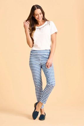 Bengajean? 7/8th Skinny Leg - Azure Gingham ComfortWaistband