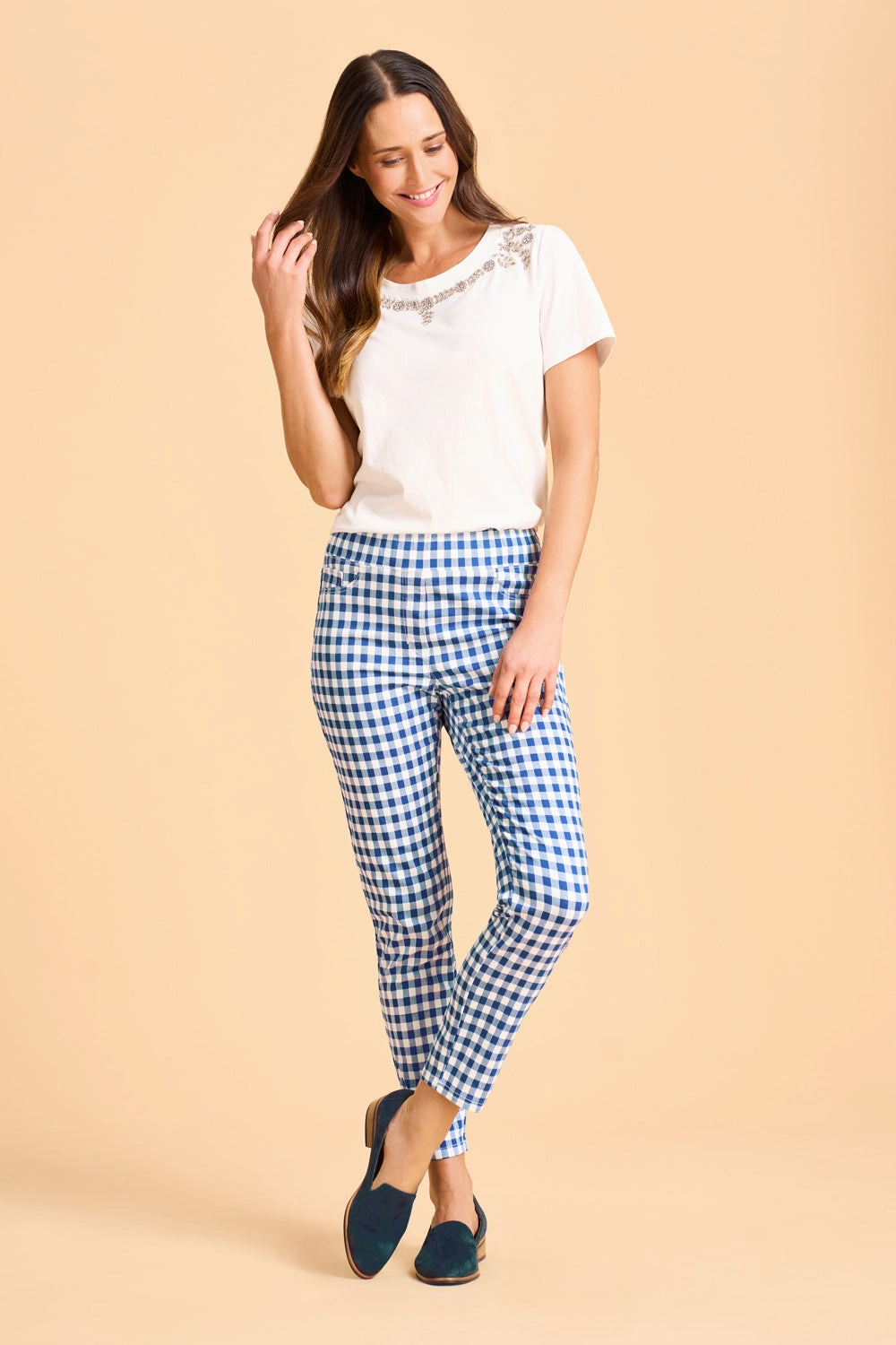 Bengajean? 7/8th Skinny Leg - Azure Gingham ComfortWaistband