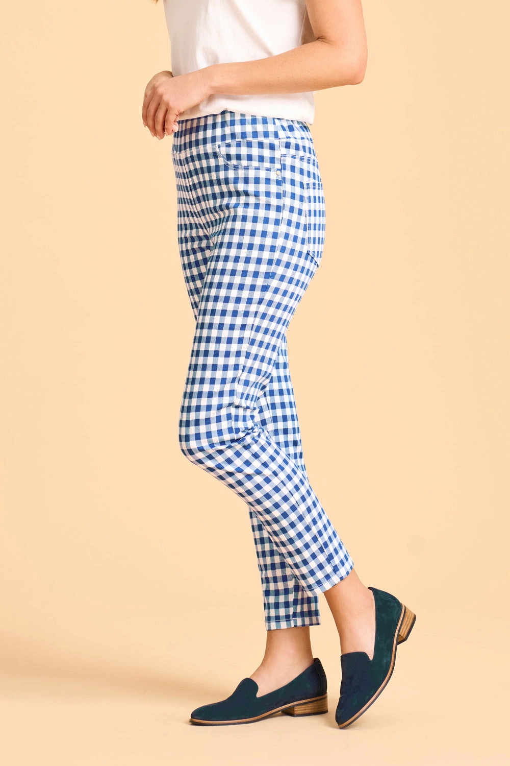 Versatile Comfort Wear Active Design Wear Bengajean? 7/8th Skinny Leg - Azure Gingham