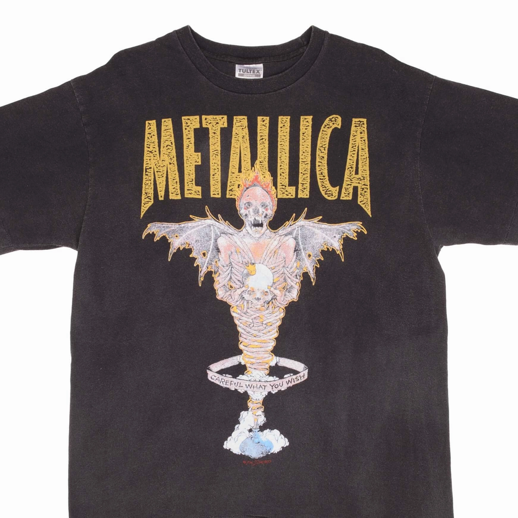 Holiday Style Trend Everyday Top BOOTLEG TEE SHIRT METALLICA CAREFUL WHAT YOU WISH SIZE XL SINGLE STITCH