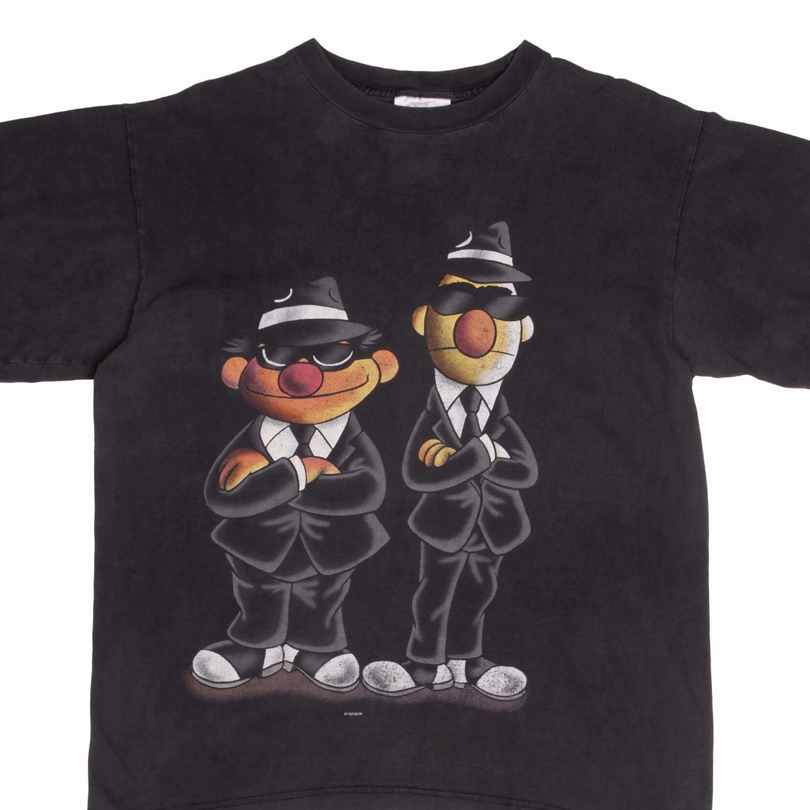Easy Wear UV Protection Fabric VINTAGE SESAME STREET BERT AND ERNIE SECRET AGENTS 1990S TEE SHIRT SIZE MEDIUM