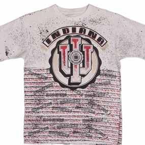 Timeless Look Wear VINTAGE ALL OVER PRINT INDIANA UNIVERSITY FOOTBALL TEE SHIRT 1990S SIZE LARGE
