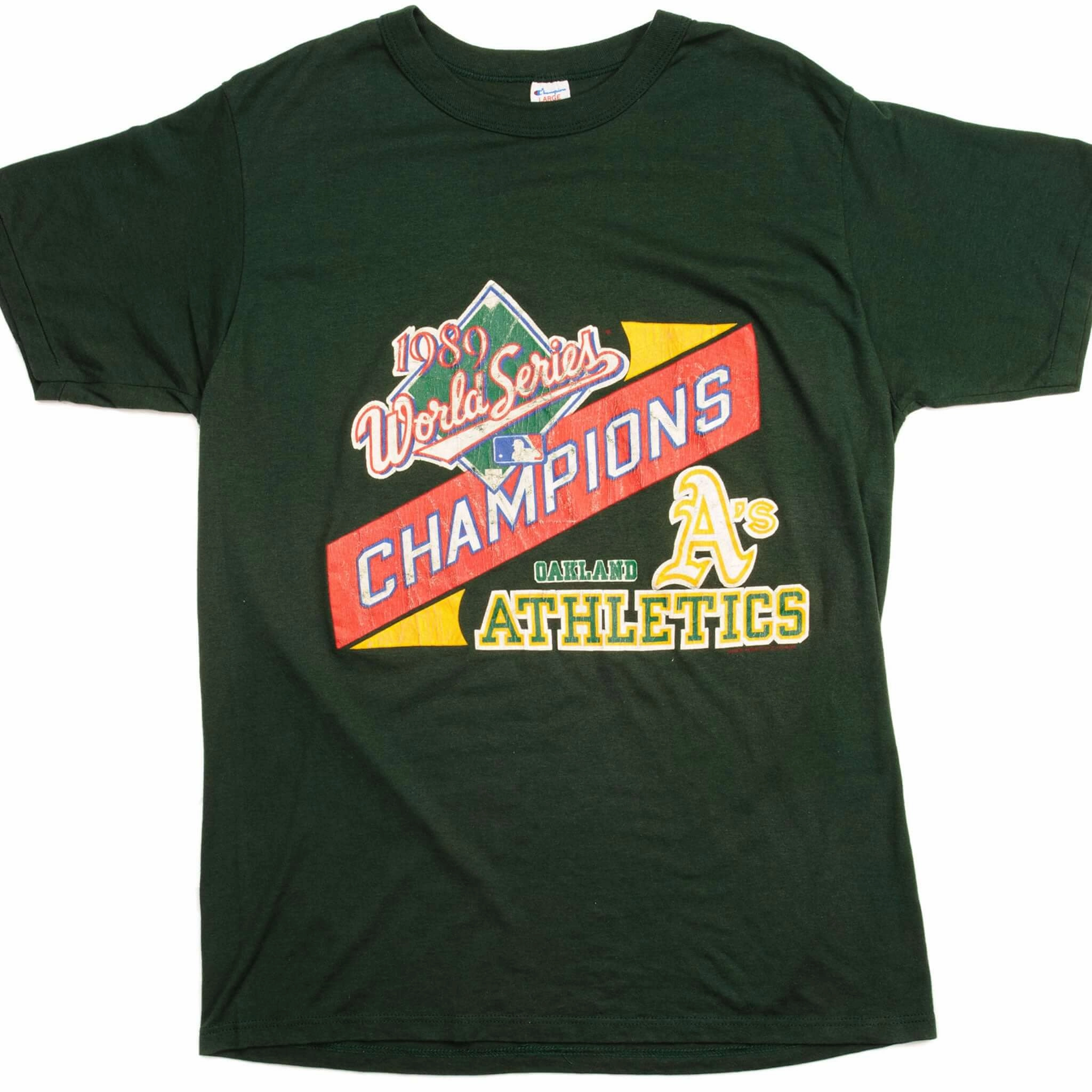 VINTAGE CHAMPION MLB OAKLAND ATHLETICS TEE SHIRT 1989 SIZE MEDIUM MADE IN USA Casual Comfort Look Airflow Mesh Panels